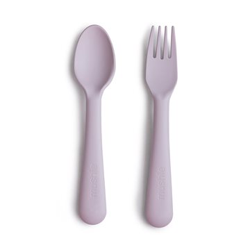 Mushie bestik - ske & gaffel - Soft Lilac i lilla